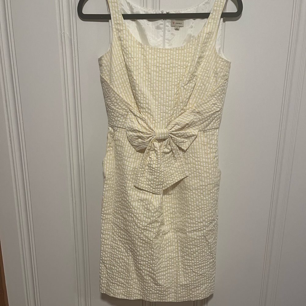 Yellow seersucker dress with bow